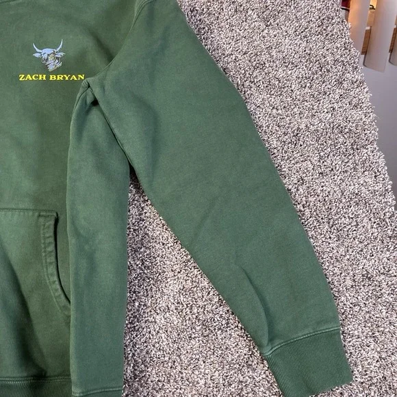 Zach Bryan 2023 Men's Size XL Country Music Tour Merch Thick Heavy Green Hoodie - Picture 4 of 13